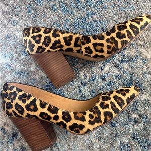 Leopard Print Block Heel Pumps